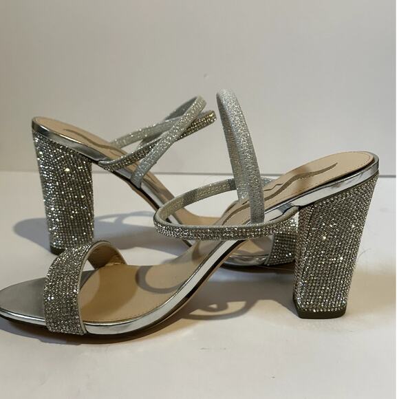Nina Slingback Heels Silver Metallic Size 8.5 M  MRSP $99 Worn Once No Box - Picture 4 of 8